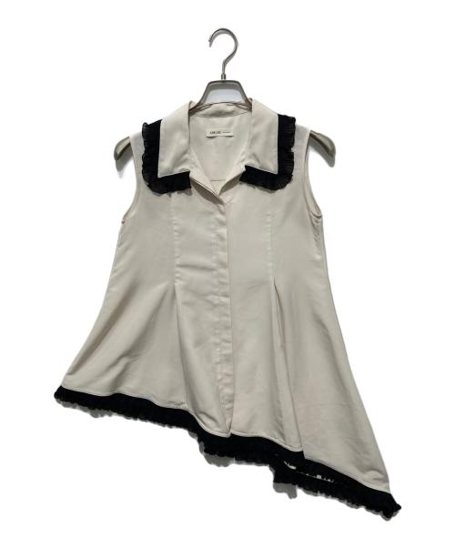 ADEAM（アディアム）ADEAM (アディアム) アシンメトリーノースリーブワンピース アイボリーの古着・服飾アイテム