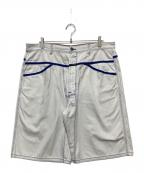 MARITHE+FRANCOIS GIRBAUDマリテフランソワジルボー）の古着「ブルーステッチハーフデニムパンツ」｜ホワイト