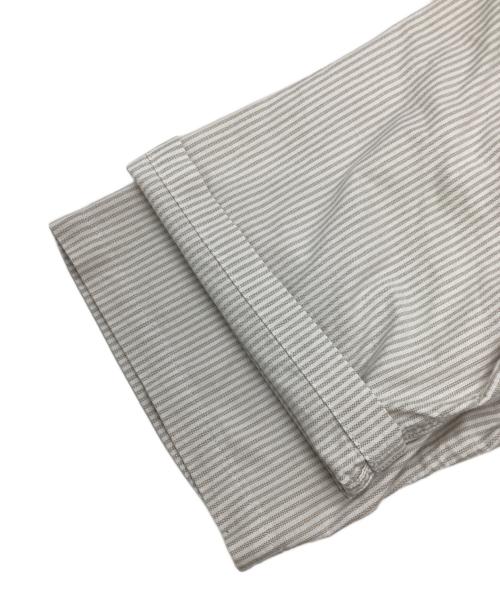 THE NORTHFACE PURPLELABEL（ザ・ノースフェイス パープルレーベル）THE NORTHFACE PURPLELABEL (ザ・ノースフェイス パープルレーベル) Stripe OX Big H/S Shirt スナップ 半袖シャツ ホワイト×ベージュ サイズ:Mの古着・服飾アイテム