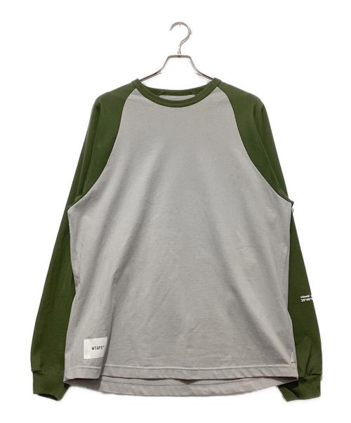WTAPS（ダブルタップス）WTAPS (ダブルタップス) イアン ラグラン ロングスリーブカットソー グレー×グリーン サイズ:Lの古着・服飾アイテム
