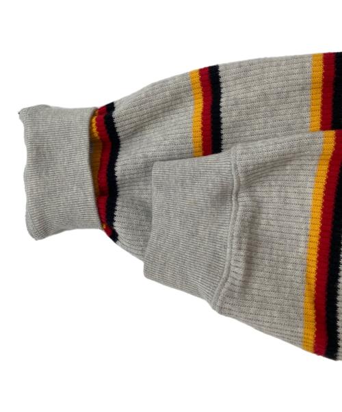 PALACE（パレス）PALACE (パレス) ハーフジップ ボーダー ストライプ ニット プルオーバー グレー サイズ:Mの古着・服飾アイテム