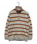 PALACE（パレス）の古着「ハーフジップ ボーダー ストライプ ニット プルオーバー」｜グレー