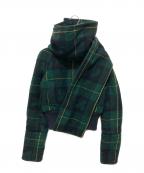 DSQUARED2ディースクエアード）の古着「マフラー付チェックジャケット」｜グリーン