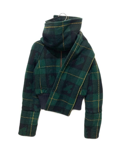 DSQUARED2（ディースクエアード）DSQUARED2 (ディースクエアード) マフラー付チェックジャケット グリーン サイズ:42の古着・服飾アイテム