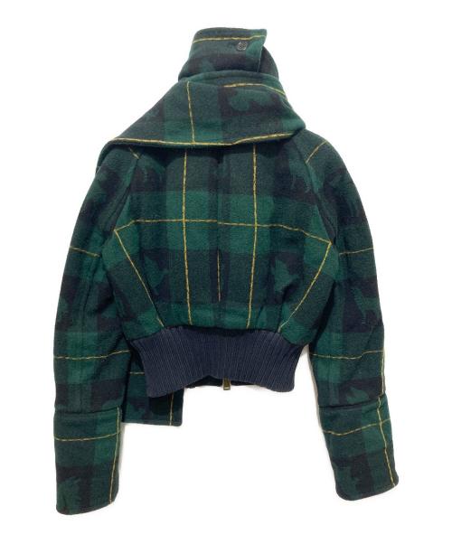 DSQUARED2（ディースクエアード）DSQUARED2 (ディースクエアード) マフラー付チェックジャケット グリーン サイズ:42の古着・服飾アイテム