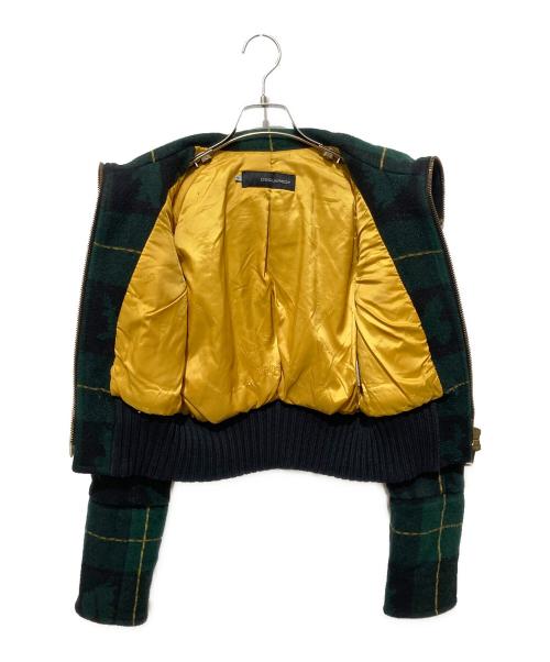DSQUARED2（ディースクエアード）DSQUARED2 (ディースクエアード) マフラー付チェックジャケット グリーン サイズ:42の古着・服飾アイテム