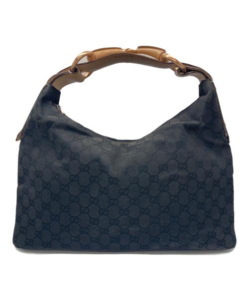 GUCCI（グッチ）GUCCI (グッチ) GGキャンバスホースビットショルダーバッグ ブラックの古着・服飾アイテム