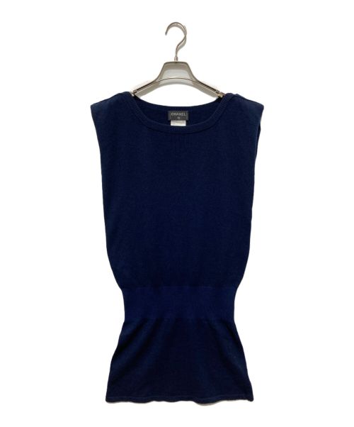 CHANEL（シャネル）CHANEL (シャネル) カシミヤニットワンピース ネイビー サイズ:Sの古着・服飾アイテム