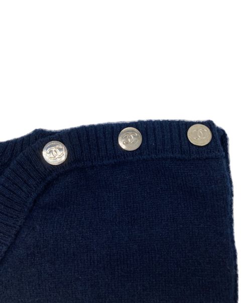 CHANEL（シャネル）CHANEL (シャネル) カシミヤニットワンピース ネイビー サイズ:Sの古着・服飾アイテム