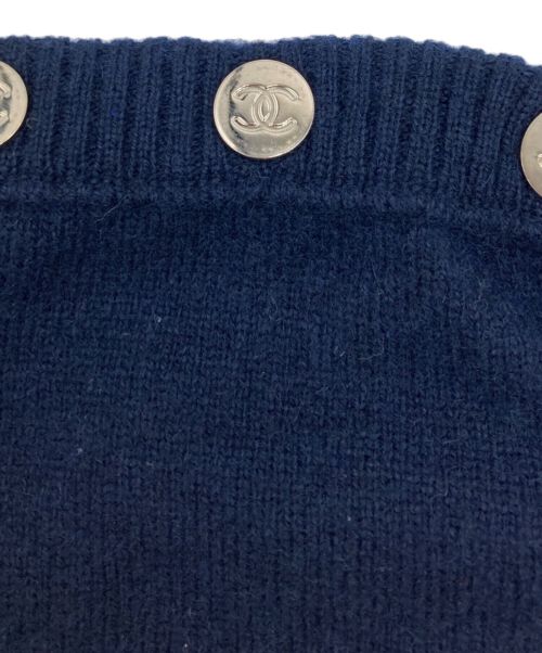 CHANEL（シャネル）CHANEL (シャネル) カシミヤニットワンピース ネイビー サイズ:Sの古着・服飾アイテム