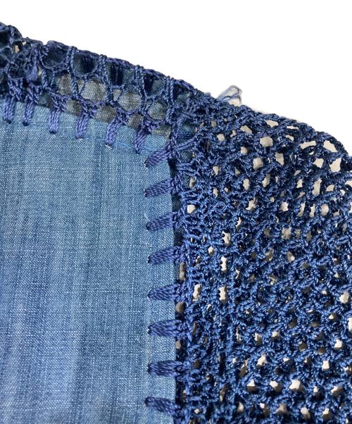 alice+olivia（アリスアンドオリビア）alice+olivia (アリスアンドオリビア) 半袖デニムカットワークワンピース ブルー サイズ:XLの古着・服飾アイテム