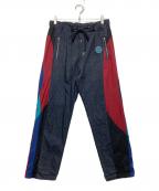 FACETASMファセッタズム）の古着「FAT DENIM PATCHWORK PANTS ファットデニムパッチトラックパンツ」｜インディゴ