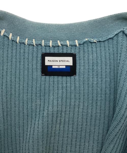 MAISON SPECIAL（メゾンスペシャル）MAISON SPECIAL (メゾンスペシャル) Oni-Waffle Chemical Over-Dye V-Neck Knit Cardigan ワッフルニットカーディガン ブルー サイズ:Mの古着・服飾アイテム