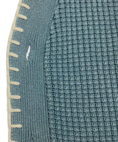 MAISON SPECIAL（メゾンスペシャル）MAISON SPECIAL (メゾンスペシャル) Oni-Waffle Chemical Over-Dye V-Neck Knit Cardigan ワッフルニットカーディガン ブルー サイズ:Mの古着・服飾アイテム