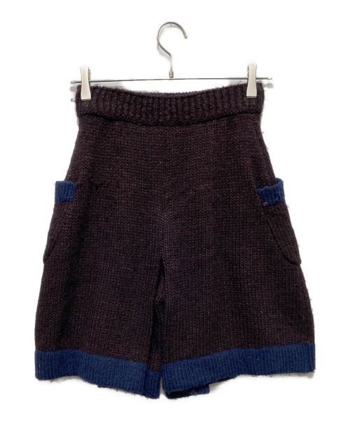 CHANEL（シャネル）CHANEL (シャネル) ココマークプレートニットキュロットパンツ ブラウン×ネイビー サイズ:XSの古着・服飾アイテム