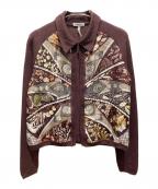 HERMESエルメス）の古着「シルクカシミヤ切替トッパーカーディガン」｜ボルドー