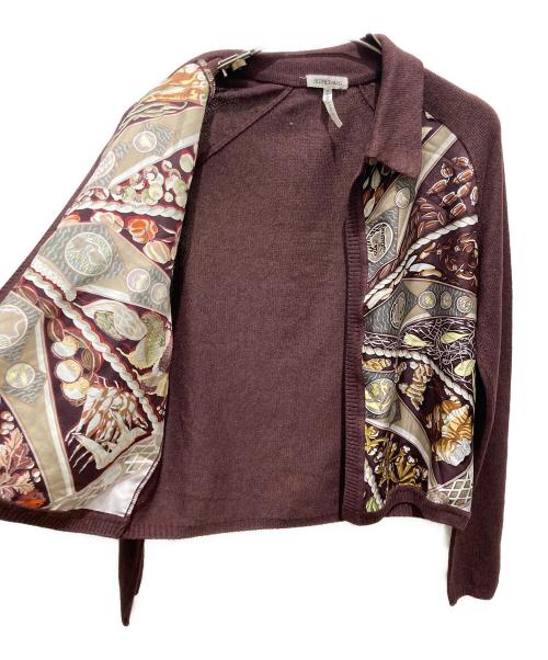 HERMES（エルメス）HERMES (エルメス) シルクカシミヤ切替トッパーカーディガン ボルドー サイズ:XSの古着・服飾アイテム