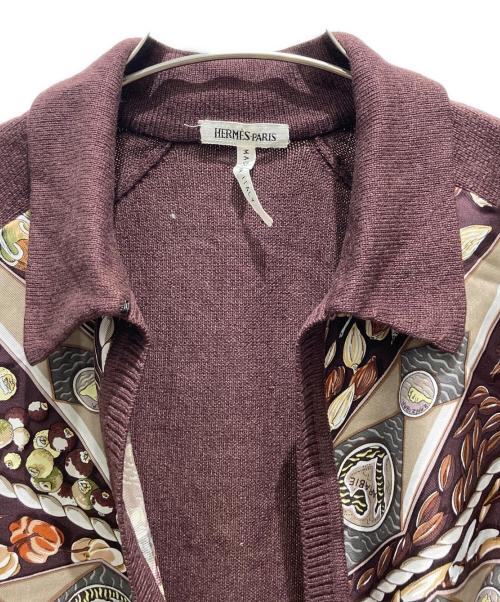 HERMES（エルメス）HERMES (エルメス) シルクカシミヤ切替トッパーカーディガン ボルドー サイズ:XSの古着・服飾アイテム