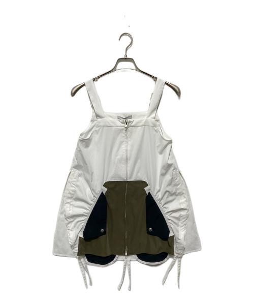 UN3D.（アンスリード）UN3D. (アンスリード) MA-1ディテールシャツキャミソールベスト ホワイト×カーキ サイズ:38の古着・服飾アイテム