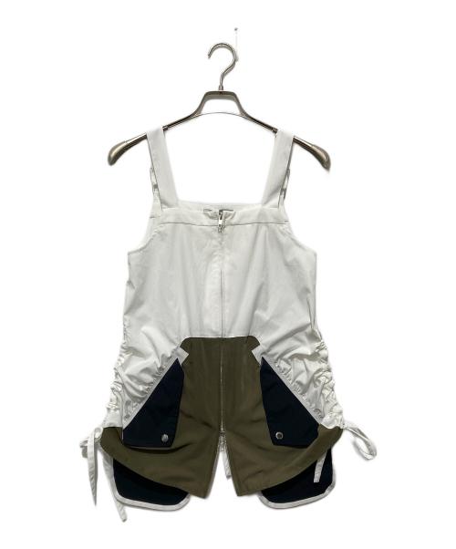 UN3D.（アンスリード）UN3D. (アンスリード) MA-1ディテールシャツキャミソールベスト ホワイト×カーキ サイズ:38の古着・服飾アイテム