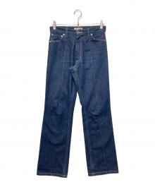 TTT MSW（ティー モダンストリートウェア）の古着「センターシーム 刺繍 スラックス デニムパンツ」｜インディゴ