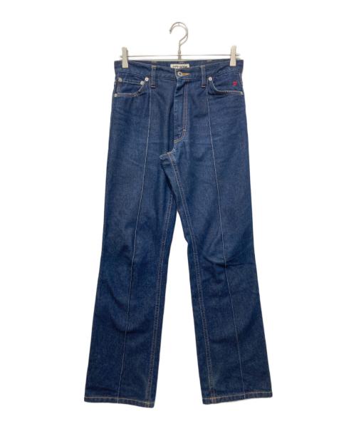 TTT MSW（ティー）TTT MSW (ティー) センターシーム 刺繍 スラックス デニムパンツ インディゴ サイズ:Sの古着・服飾アイテム