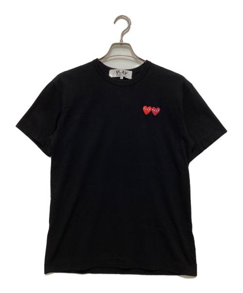 PLAY COMME des GARCONS（プレイコムデギャルソン）PLAY COMME des GARCONS (プレイコムデギャルソン) T-SHIRT WITH DOUBLE HEART ダブルハート 半袖カットソー/Tシャツ ブラック サイズ:Lの古着・服飾アイテム