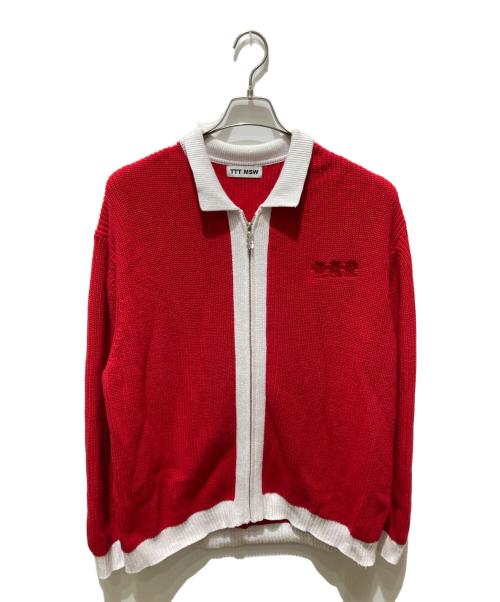 TTT MSW（ティー モダンストリートウェア）TTT MSW (ティー) New Standard Zipup Cardigan ニュースタンダードジップアップカーディガン レッド サイズ:XLの古着・服飾アイテム