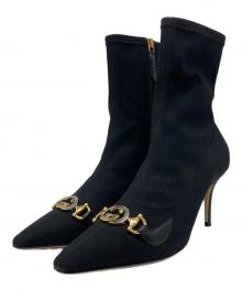 GUCCI（グッチ）の古着「インターロッキングヒールブーツ」｜ブラック