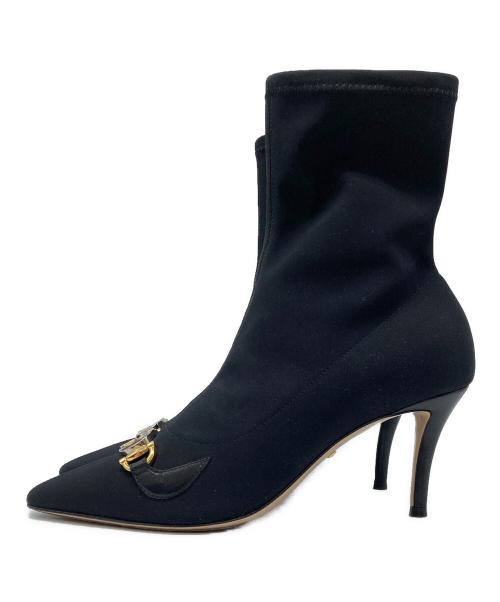 GUCCI（グッチ）GUCCI (グッチ) インターロッキングヒールブーツ ブラック サイズ:37の古着・服飾アイテム