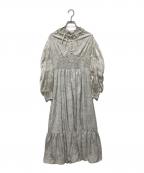 HER LIP TOハーリップトゥ）の古着「Winter Floral Long-sleeve Dress / ウィンターフローラル長袖ワンピース」｜グレー