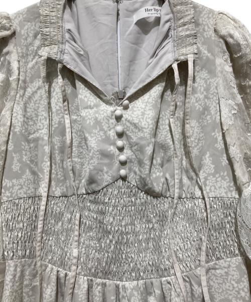 HER LIP TO（ハーリップトゥ）HER LIP TO (ハーリップトゥ) Winter Floral Long-sleeve Dress / ウィンターフローラル長袖ワンピース グレー サイズ:Mの古着・服飾アイテム