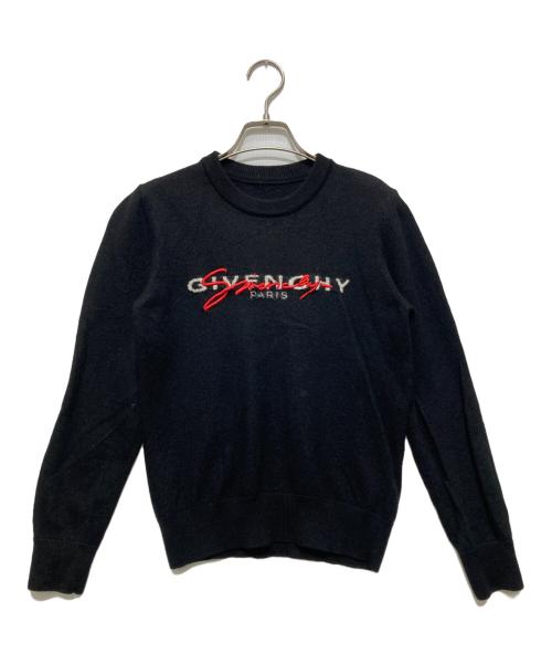 GIVENCHY（ジバンシィ）GIVENCHY (ジバンシィ) 刺繍ロゴ クルーネックニット ブラック サイズ:XSの古着・服飾アイテム