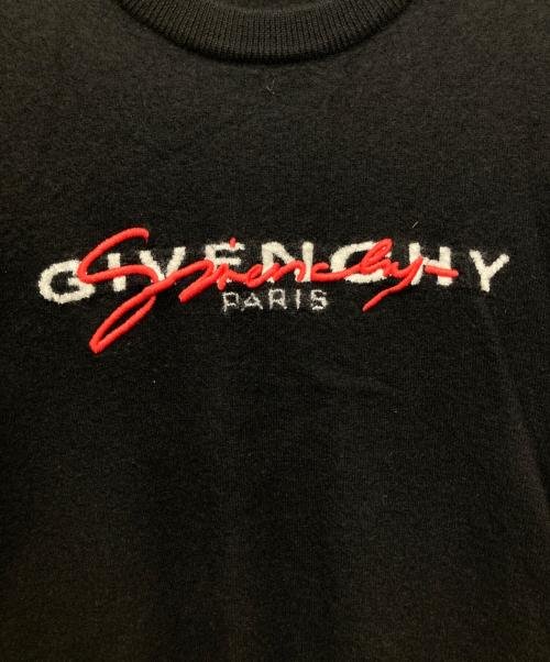 GIVENCHY（ジバンシィ）GIVENCHY (ジバンシィ) 刺繍ロゴ クルーネックニット ブラック サイズ:XSの古着・服飾アイテム