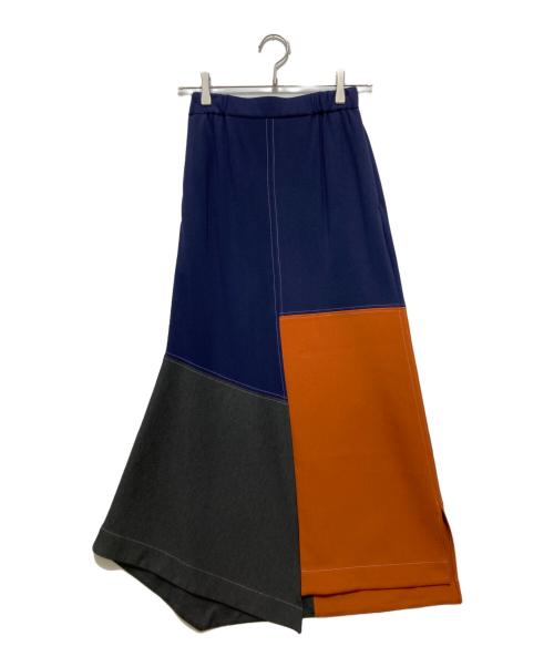 UN3D.（アンスリード）UN3D. (アンスリード) COLOR BLOCK SK カラーブロックスカート ネイビー サイズ:36の古着・服飾アイテム