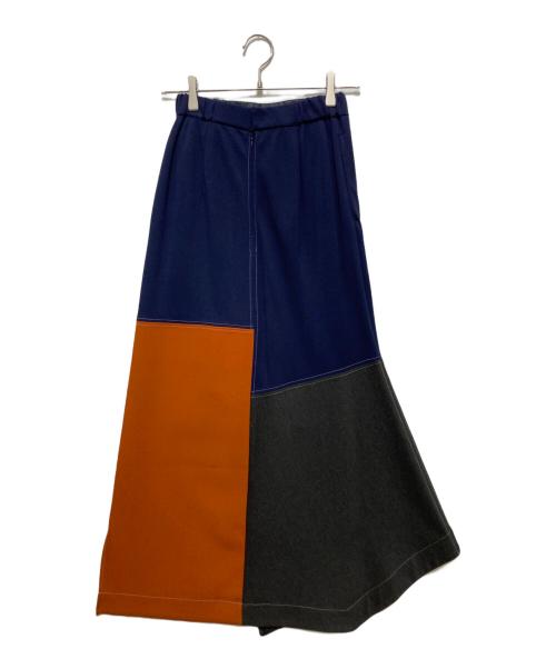 UN3D.（アンスリード）UN3D. (アンスリード) COLOR BLOCK SK カラーブロックスカート ネイビー サイズ:36の古着・服飾アイテム