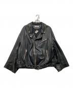 DISCOVERED×NotEディスカバード×ノート）の古着「ライダースジャケット / カウレザージャケット / 牛革 ジャケット」｜ブラック