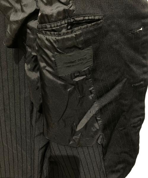 COMME des GARCONS HOMME DEUX（コムデギャルソン オム ドゥ）COMME des GARCONS HOMME DEUX (コムデギャルソン オム ドゥ) ポリ縮絨 4B ストライプ テーラードジャケット ブラック サイズ:Lの古着・服飾アイテム