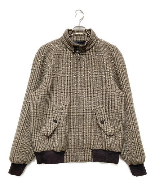 CELINE（セリーヌ）CELINE (セリーヌ) TEDDY JACKET WITH STAND UP COLLAR IN CHECKED WOOL ブラウン サイズ:46の古着・服飾アイテム