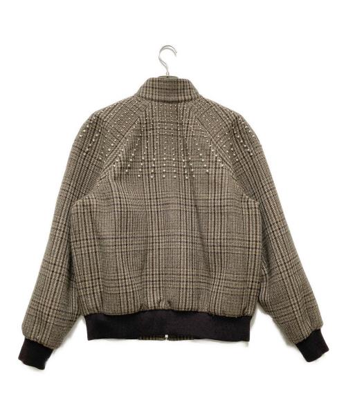 CELINE（セリーヌ）CELINE (セリーヌ) TEDDY JACKET WITH STAND UP COLLAR IN CHECKED WOOL ブラウン サイズ:46の古着・服飾アイテム