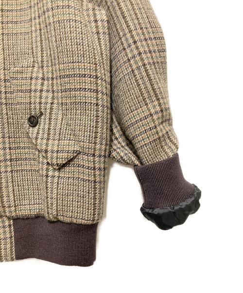 CELINE（セリーヌ）CELINE (セリーヌ) TEDDY JACKET WITH STAND UP COLLAR IN CHECKED WOOL ブラウン サイズ:46の古着・服飾アイテム