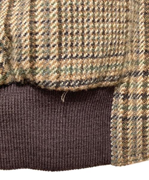 CELINE（セリーヌ）CELINE (セリーヌ) TEDDY JACKET WITH STAND UP COLLAR IN CHECKED WOOL ブラウン サイズ:46の古着・服飾アイテム