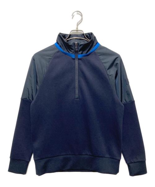HUGO BOSS（ヒューゴ ボス）HUGO BOSS (ヒューゴ ボス) ラグランスリーブ切替ハーフジップフード付きジャケット ネイビー サイズ:Sの古着・服飾アイテム