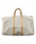 LOUIS VUITTON (ルイ ヴィトン) ダミエ・アズール キーポル50 ボストンバッグ アイボリー×ブルー：113000円
