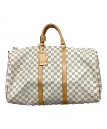 LOUIS VUITTON（ルイ ヴィトン）の古着「ダミエ・アズール キーポル50 ボストンバッグ」｜アイボリー×ブルー