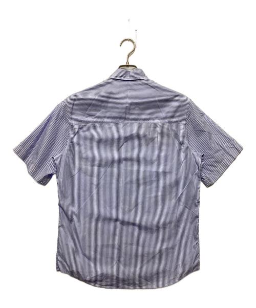 DSQUARED2（ディースクエアード）DSQUARED2 (ディースクエアード) SHIRT /SCRIBBLE BOWLING SRT 半袖ストライプシャツ ホワイト×ブルー サイズ:44の古着・服飾アイテム