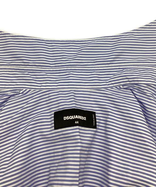 DSQUARED2（ディースクエアード）DSQUARED2 (ディースクエアード) SHIRT /SCRIBBLE BOWLING SRT 半袖ストライプシャツ ホワイト×ブルー サイズ:44の古着・服飾アイテム