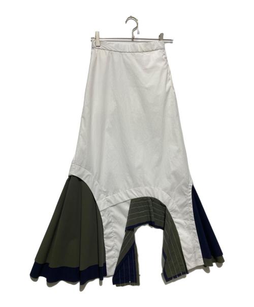 UN3D.（アンスリード）UN3D. (アンスリード) LAYER PARTS SK レイヤー パーツ スカート ホワイト サイズ:36の古着・服飾アイテム