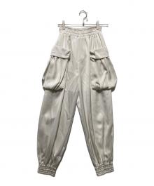 OMMO（オーエムエムオー）の古着「GATHER POCKET SATIN PT ギャザーポケットサテンパンツ」｜ホワイト