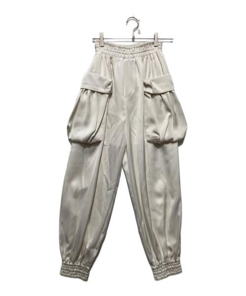 OMMO（オーエムエムオー）OMMO (オーエムエムオー) GATHER POCKET SATIN PT ギャザーポケットサテンパンツ ホワイト サイズ:36の古着・服飾アイテム